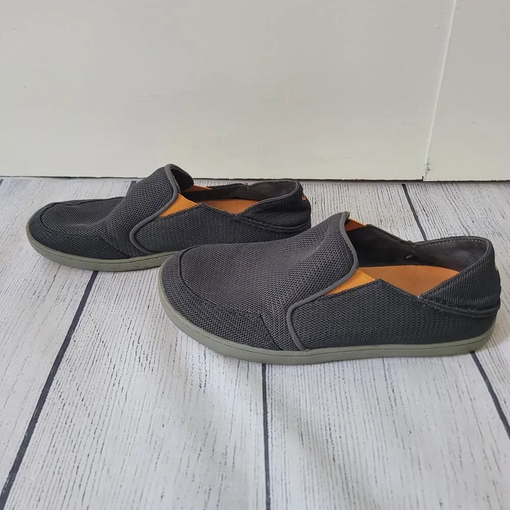 OluKai Size 8	Nohea Mesh Men's Slip On Sneakers Lightweight Breathable‎ Gray